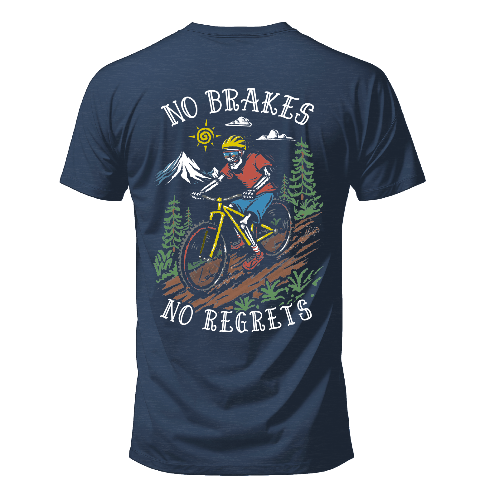 Salty Bones No Brakes No Regrets Mountain Bike Cycling T-Shirt
