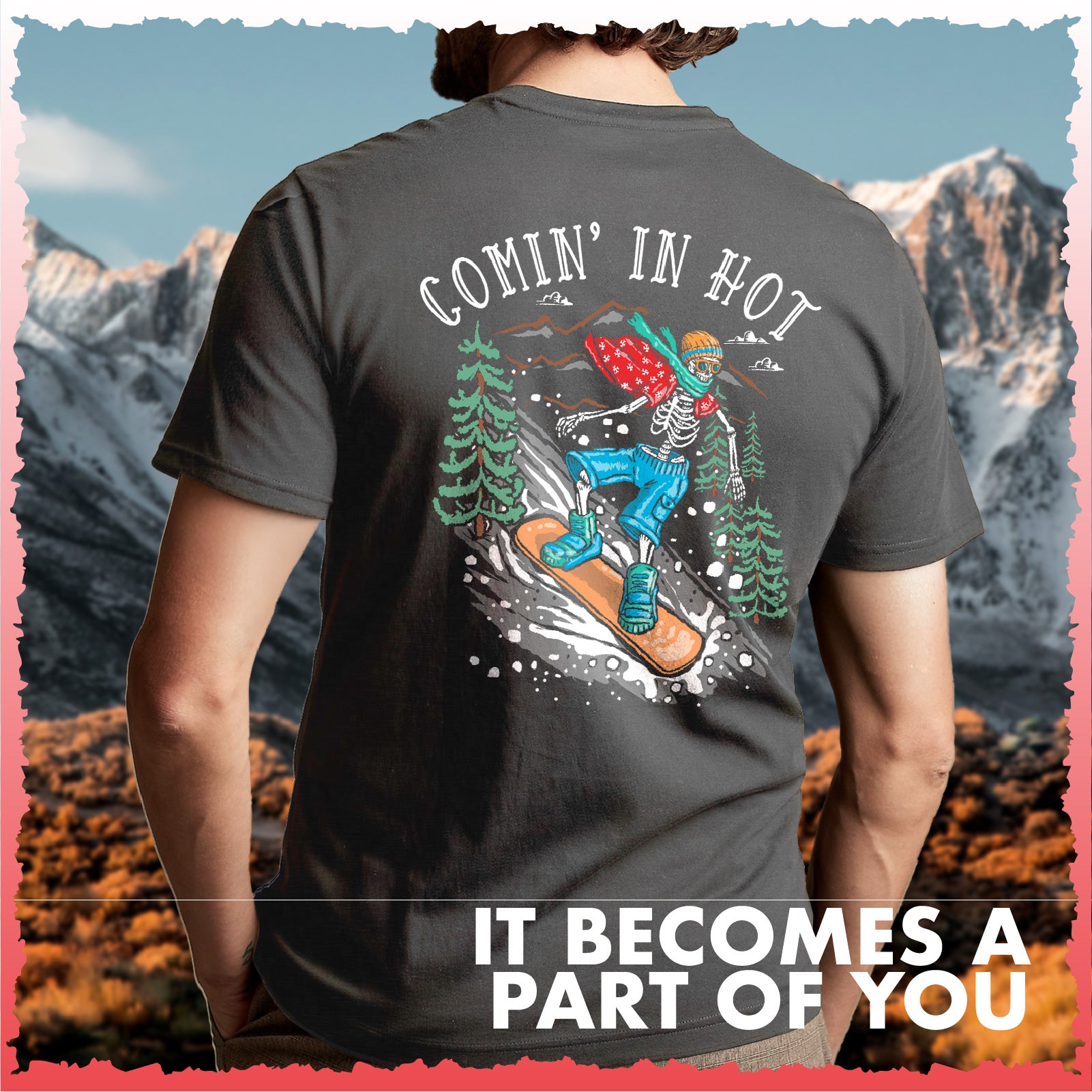 Salty Bones Comin’ in Hot Mountain Snowboarding Winter Ski T-shirt