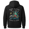 Salty Bones Born to Fish Forced to Work Fishing Boat Premium Blend Ringspun Graphic Hooded Sweatshirt, Printed in USA
