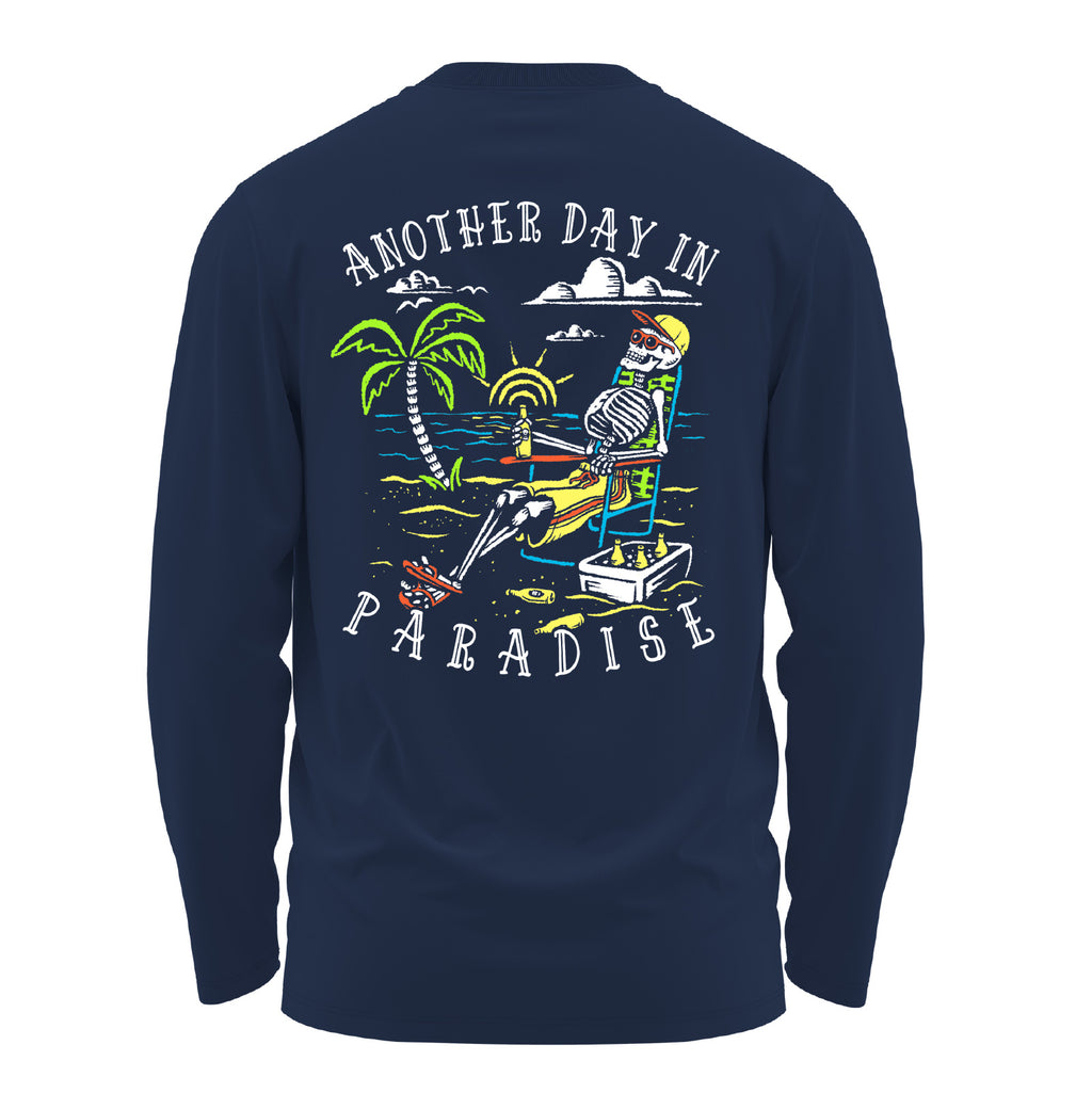 Salty Bones Another Day in Paradise Tropical Beach Long Sleeve T-Shirt