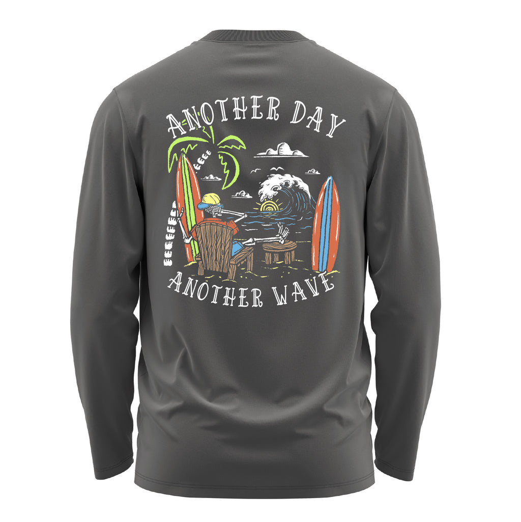 Salty Bones Another Day Another Wave Surfer Graphic Long Sleeve T-Shirt