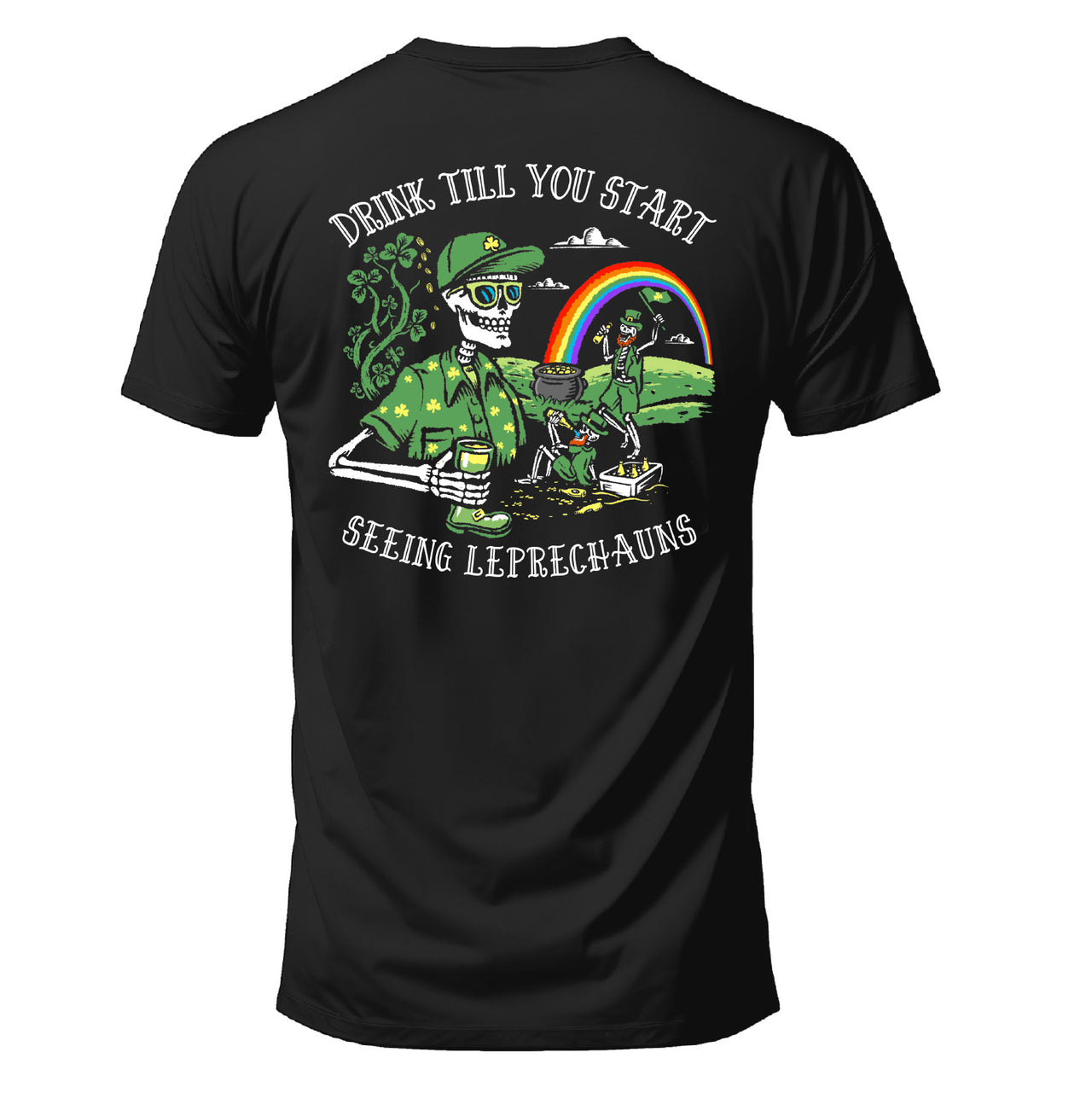 Salty Bones Drink Till You Start Seeing Leprechauns Irish Graphic T-Shirt