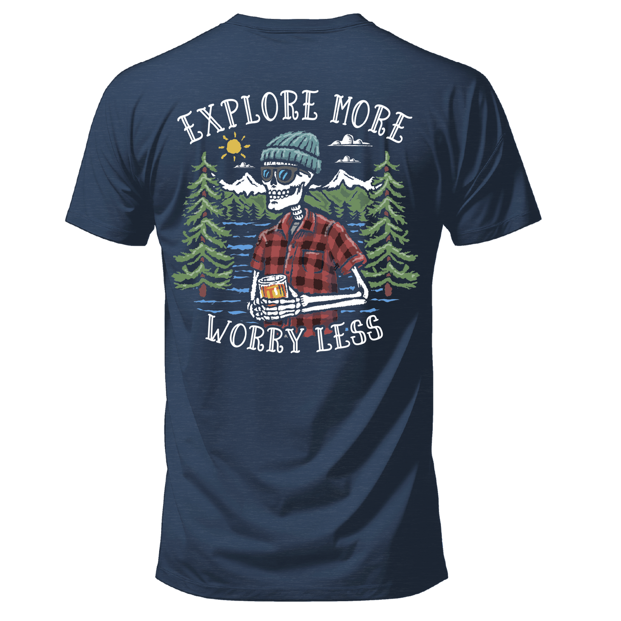 Explore More Worry Less Camping Hiking Graphic T-Shirt