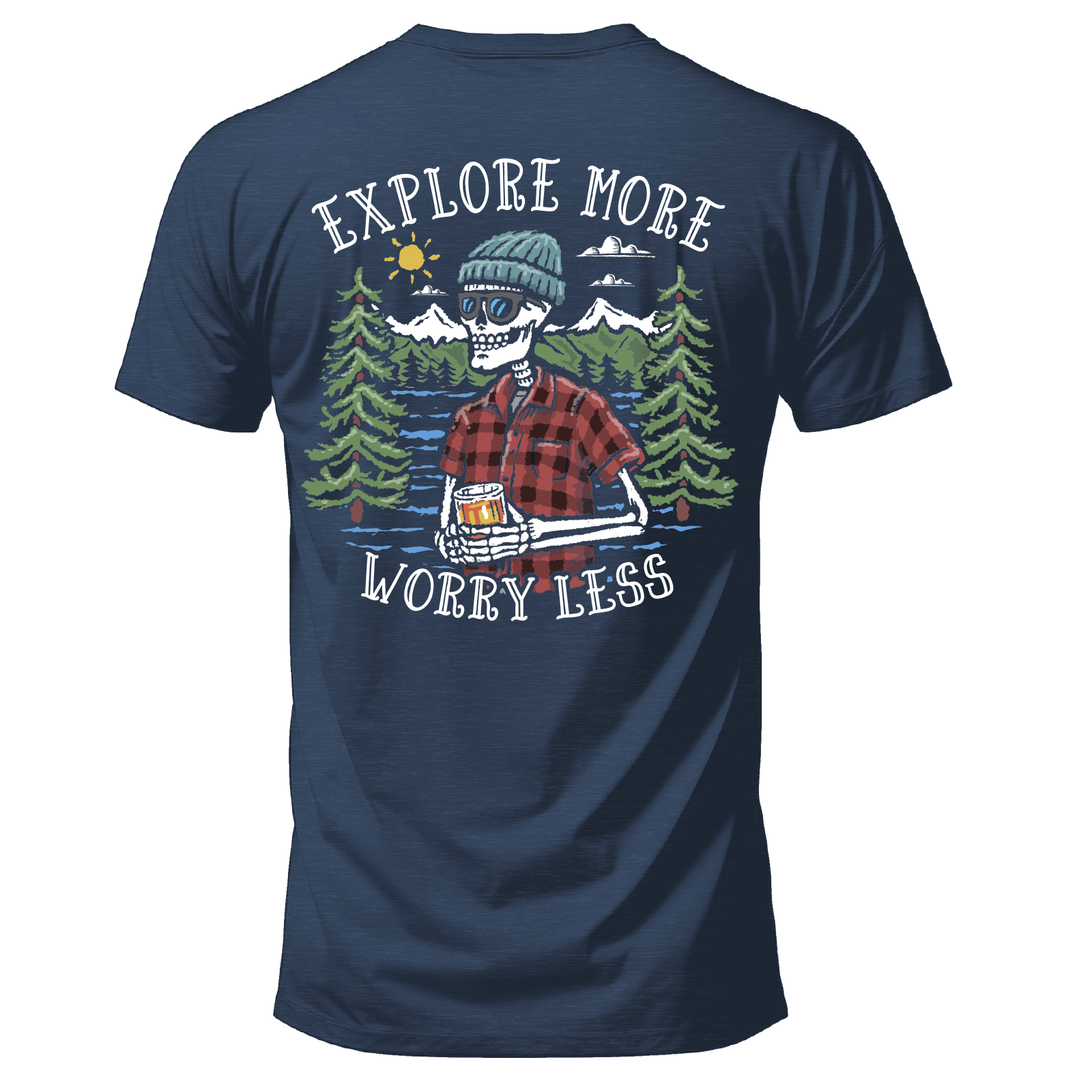 Explore More Worry Less Camping Hiking Graphic T-Shirt