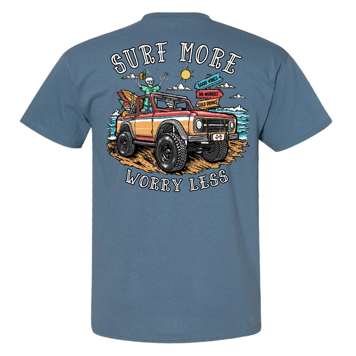 Surf More Worry Less Vintage Truck Graphic T-Shirt