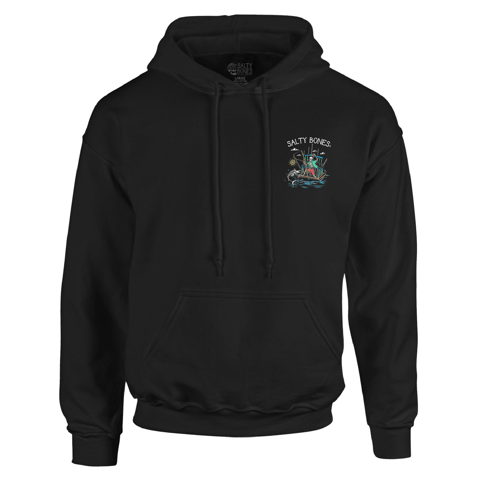 Salty Bones Born to Fish Forced to Work Fishing Boat Premium Blend Ringspun Graphic Hooded Sweatshirt, Printed in USA