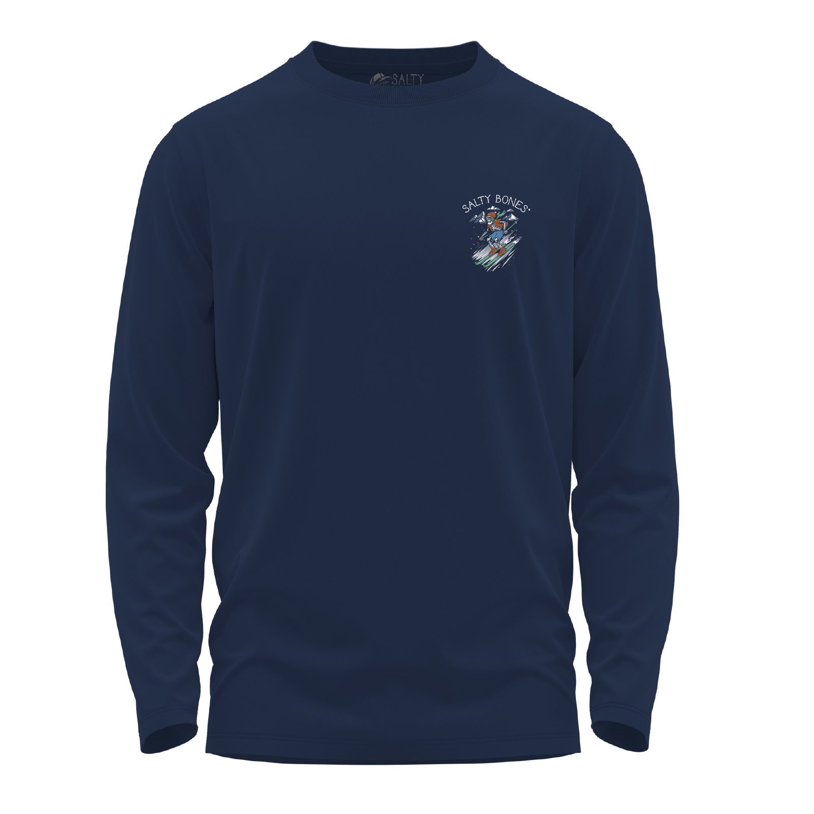 Salty Bones Ski Ya Later Snow Mountain Skiing Graphic Long Sleeve T-Shirt