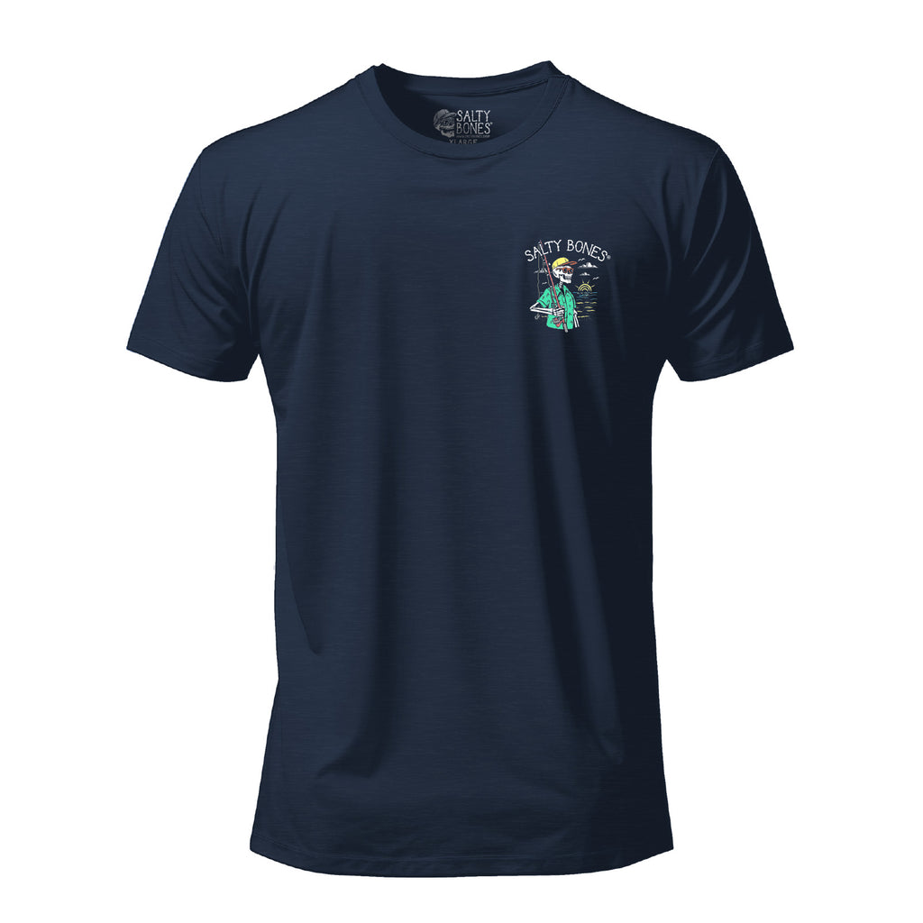 Salty Bones Fishing Is Cheaper Than Therapy Fisherman Sunset Graphic T-Shirt