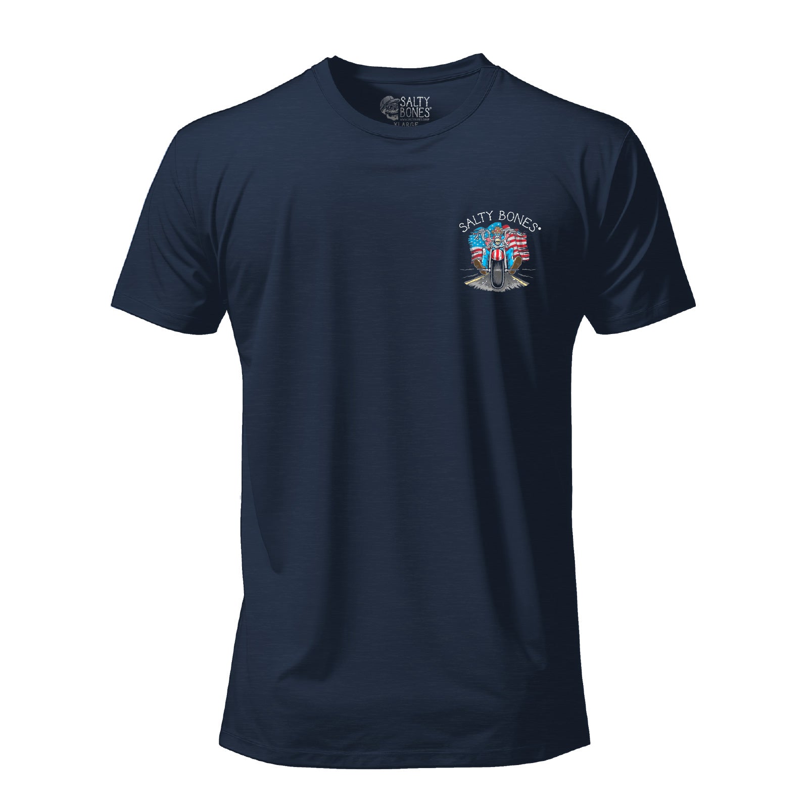 Salty Bones Born to Ride Free to Roam Patriotic Motorcycle Biker T-Shirt