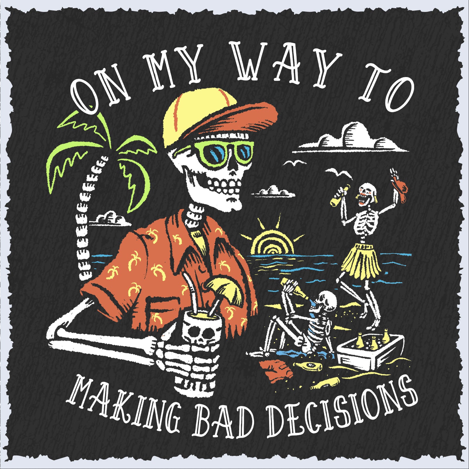 Salty Bones On My Way To Making Bad Decisions Premium Blend Ringspun Graphic Hooded Sweatshirt