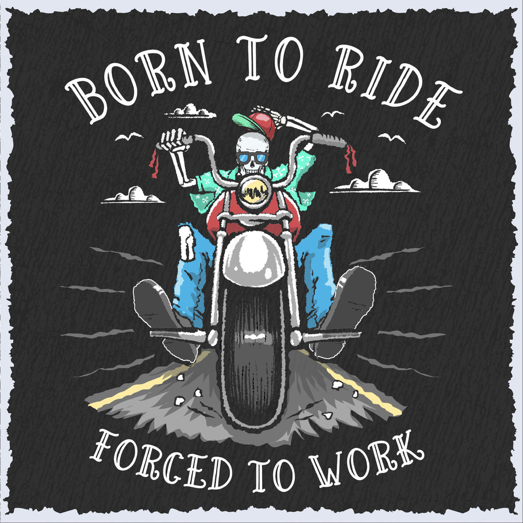Salty Bones Born To Ride Forced To Work Motorcycle Biker Premium Blend Ringspun Graphic Hooded Sweatshirt