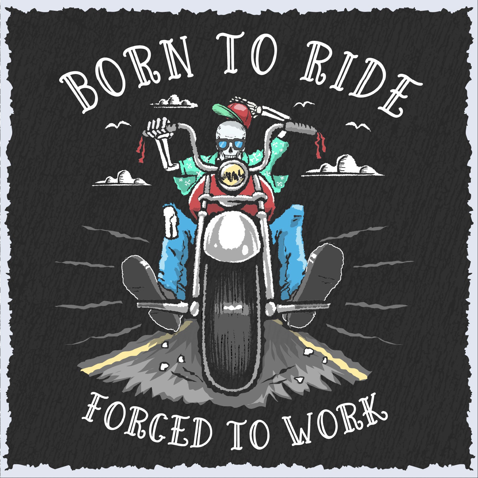 Salty Bones Born To Ride Forced To Work Motorcycle Biker Premium Blend Ringspun Graphic Hooded Sweatshirt