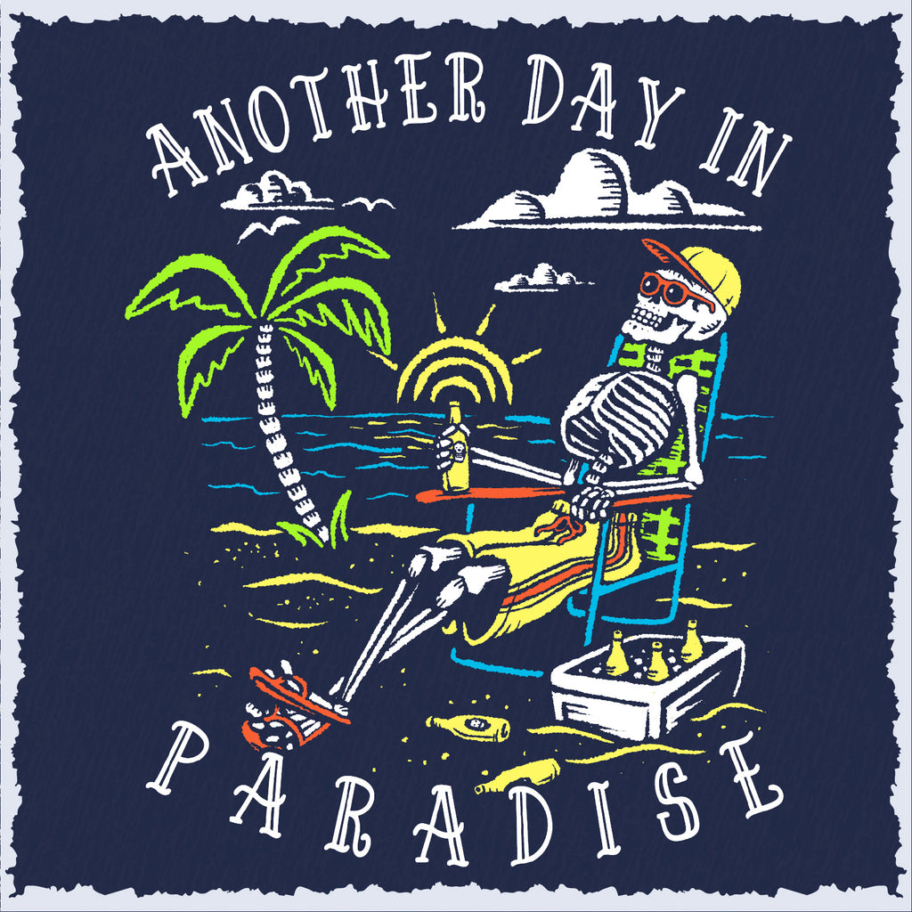 Salty Bones Another Day in Paradise Tropical Beach Premium Blend Ringspun Graphic Hooded Sweatshirt, Printed in USA