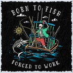 Salty Bones Born to Fish Forced to Work Fishing Boat Long Sleeve T-Shirt