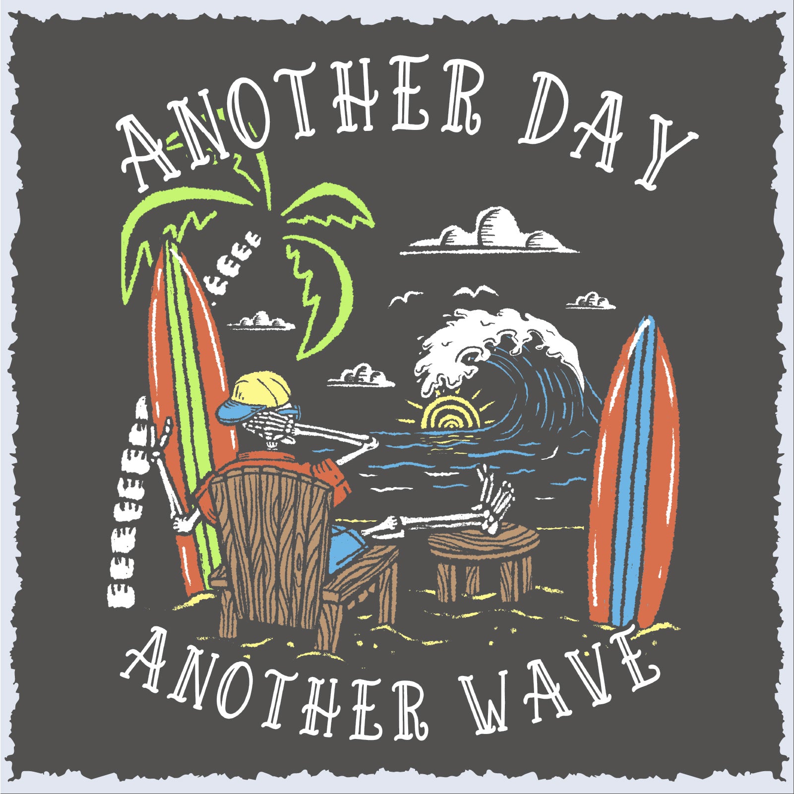 Salty Bones Another Day Another Wave Surfer Graphic Long Sleeve T-Shirt
