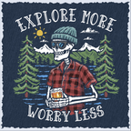 Explore More Worry Less Camping Hiking Graphic T-Shirt