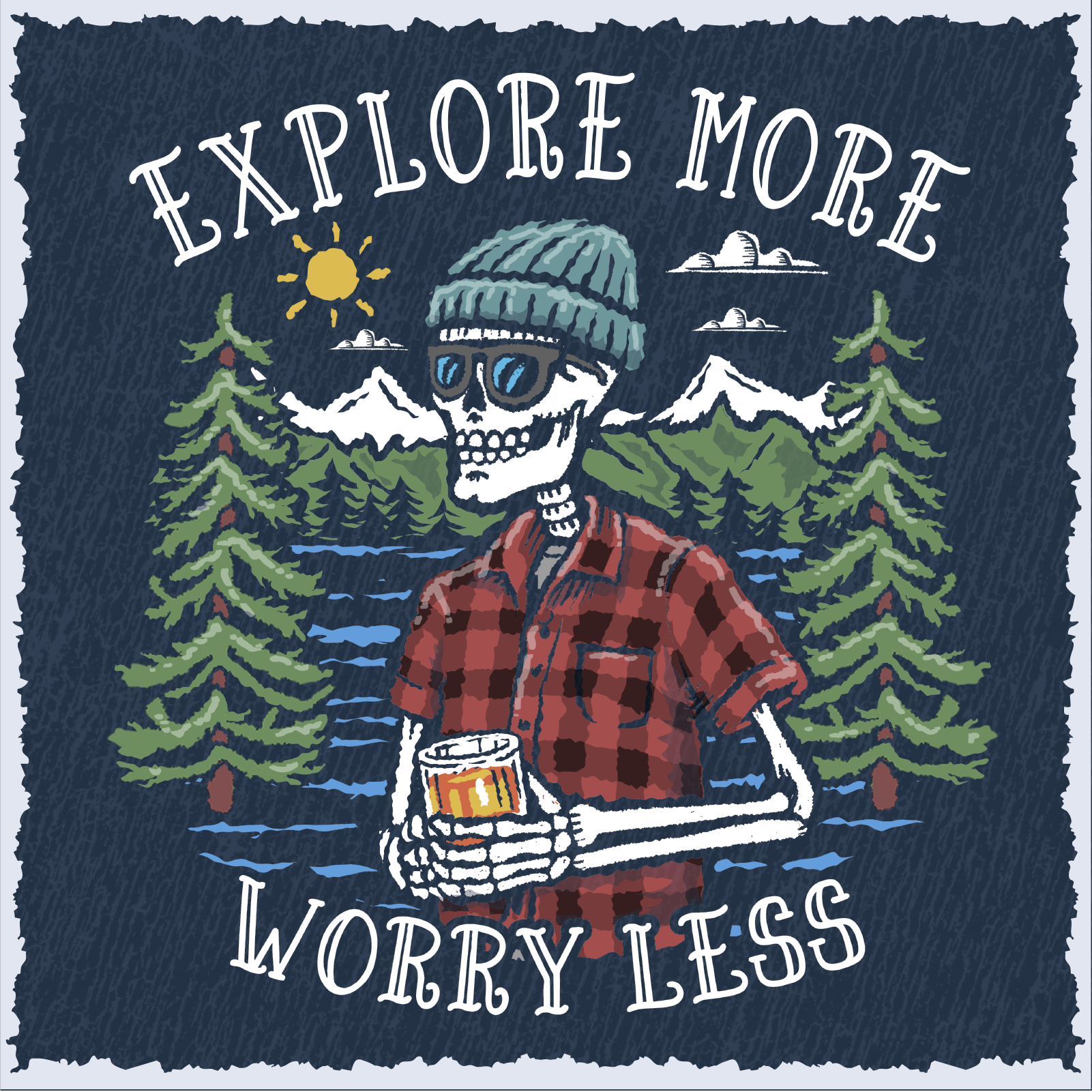 Explore More Worry Less Camping Hiking Graphic T-Shirt