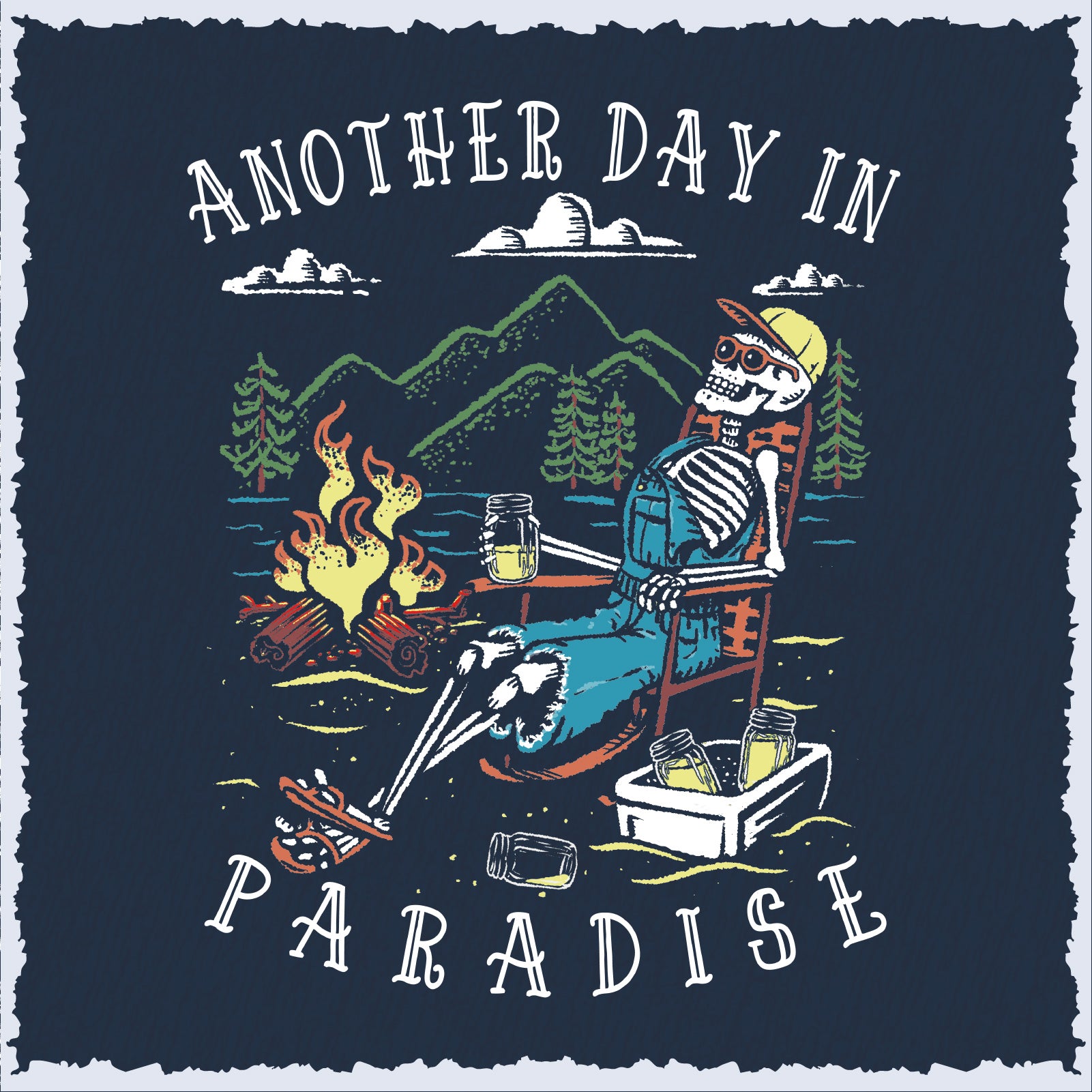 Salty Bones Another Day in Paradise Campfire Mountain Adventure T-Shirt