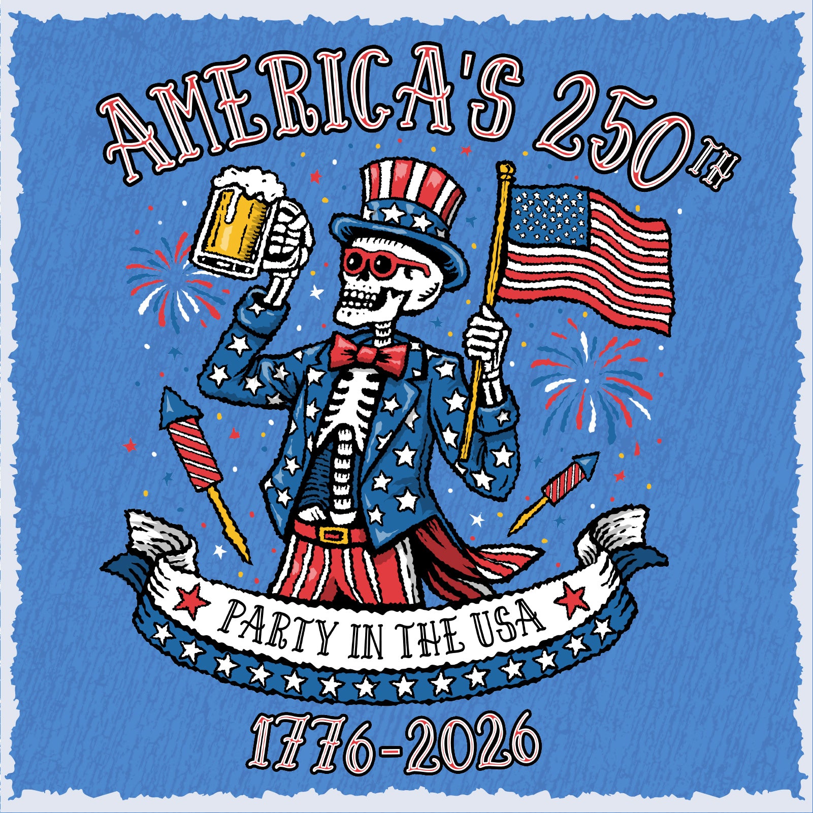 America's 250th Party in the USA 1776-2026 Patriotic USA Flag Graphic T-Shirt
