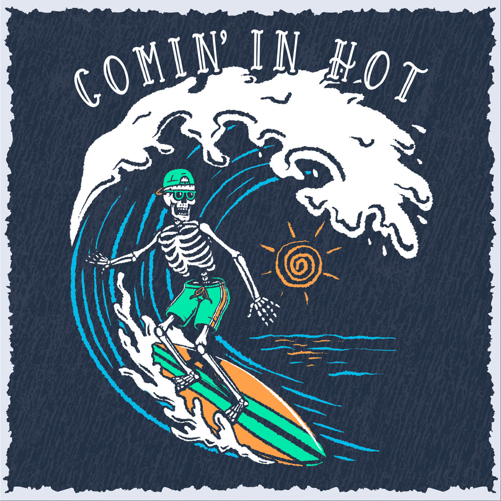 Salty Bones Comin' in Hot Surfer Ocean Wave Beach T-Shirt