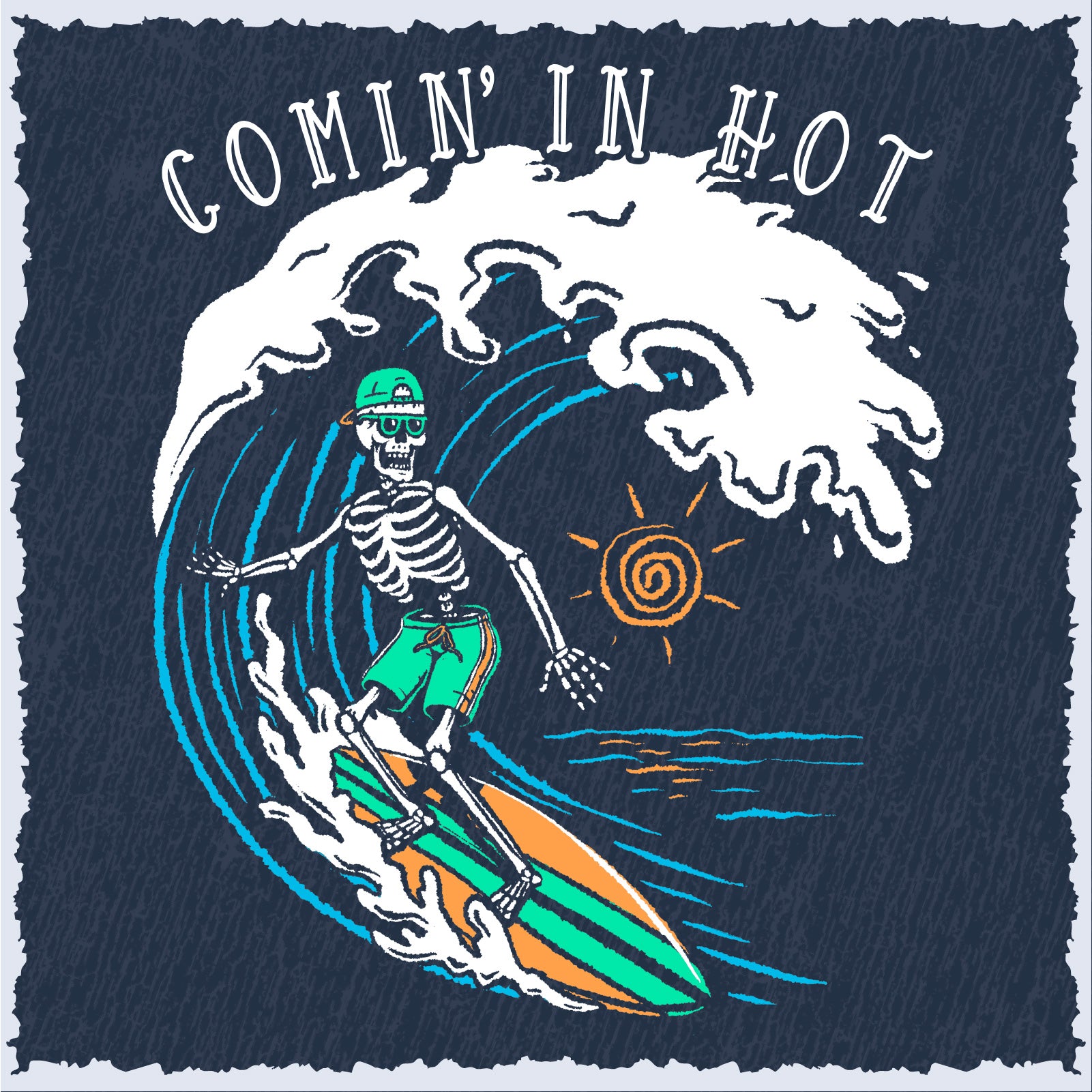 Salty Bones Comin' in Hot Surfer Ocean Wave Beach T-Shirt