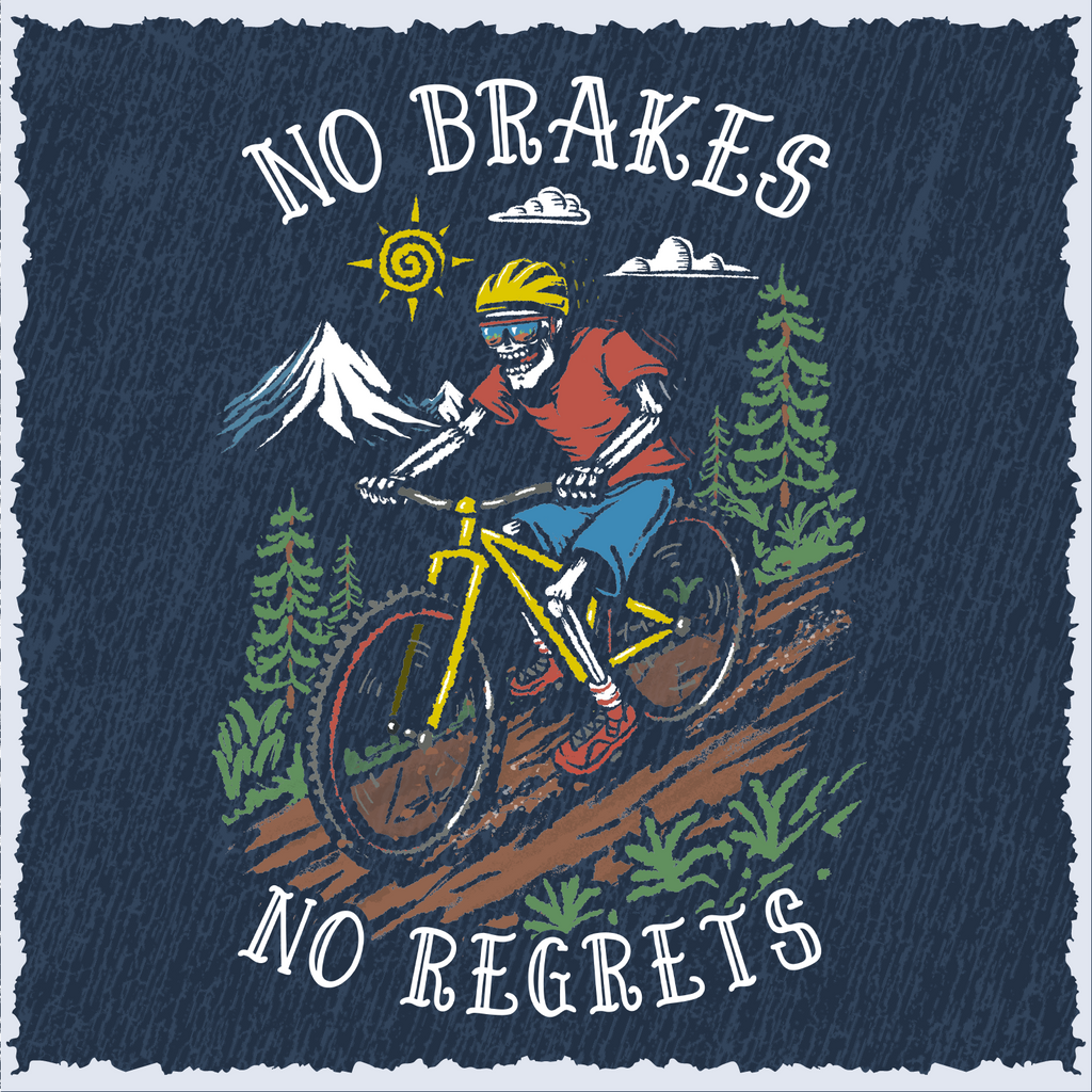 Salty Bones No Brakes No Regrets Mountain Bike Cycling T-Shirt