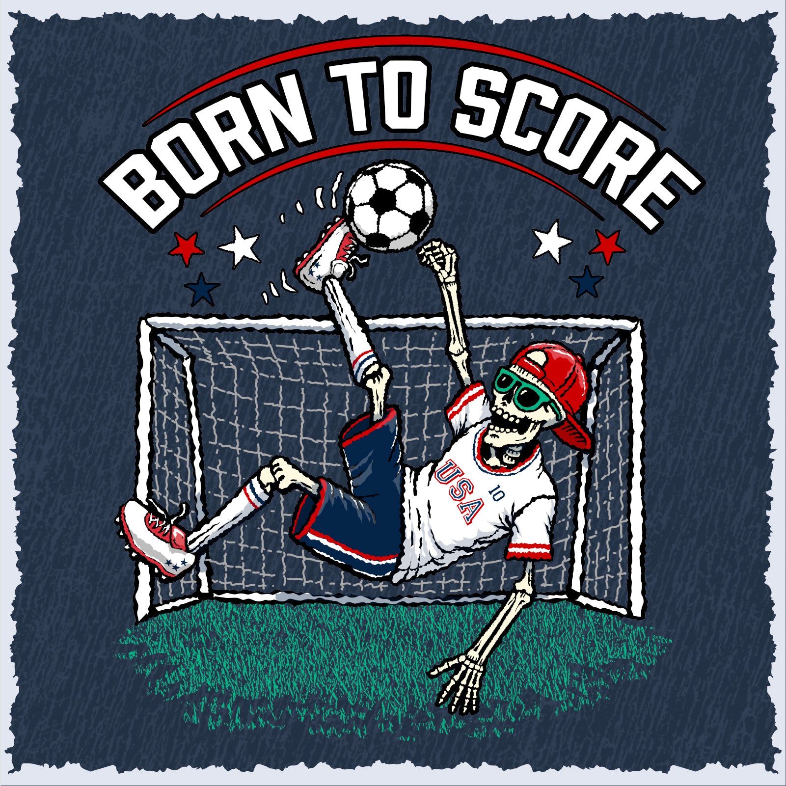 Salty Bones Born To Score Soccer Graphic T-Shirt