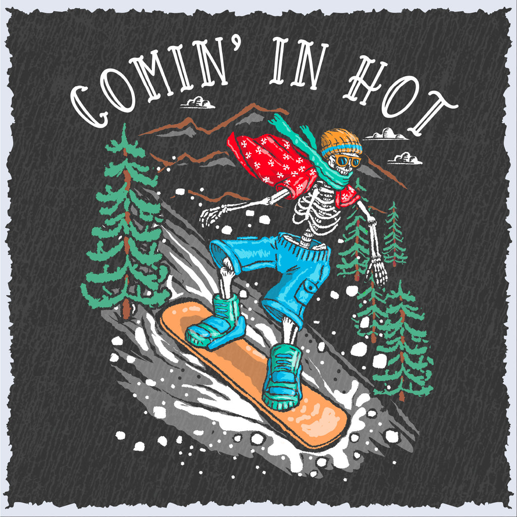 Salty Bones Comin’ in Hot Mountain Snowboarding Winter Ski T-shirt
