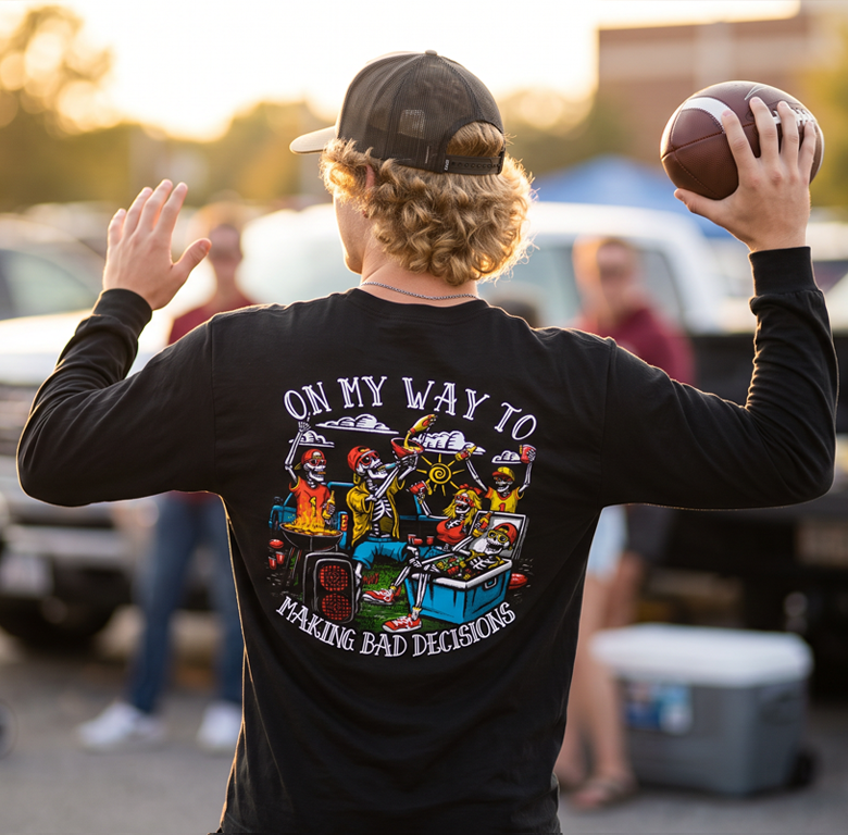 On My Way to Making Bad Decisions Tailgate Party Long Sleeve T-Shirt