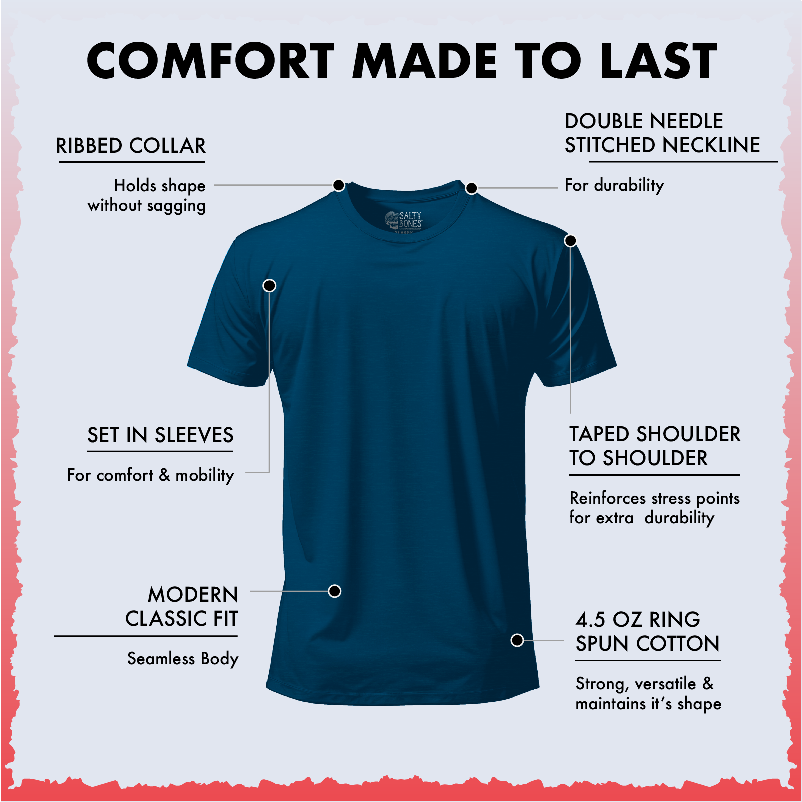 Salty Bones Born to Ride Free to Roam Patriotic Motorcycle Biker T-Shirt