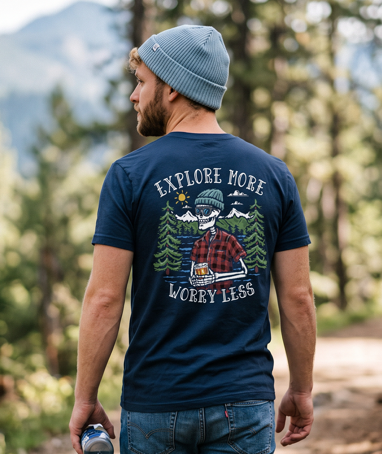 Explore More Worry Less Camping Hiking Graphic T-Shirt
