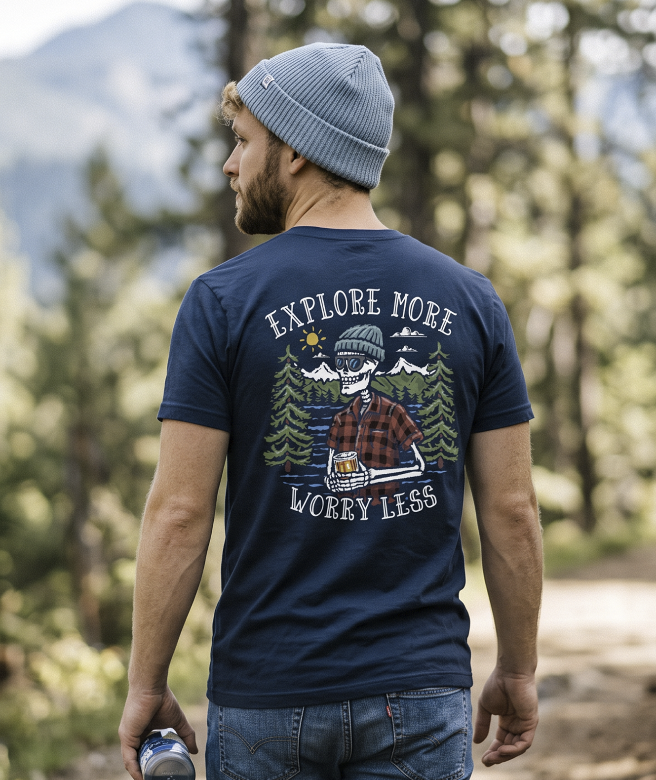 Explore More Worry Less Camping Hiking Graphic T-Shirt