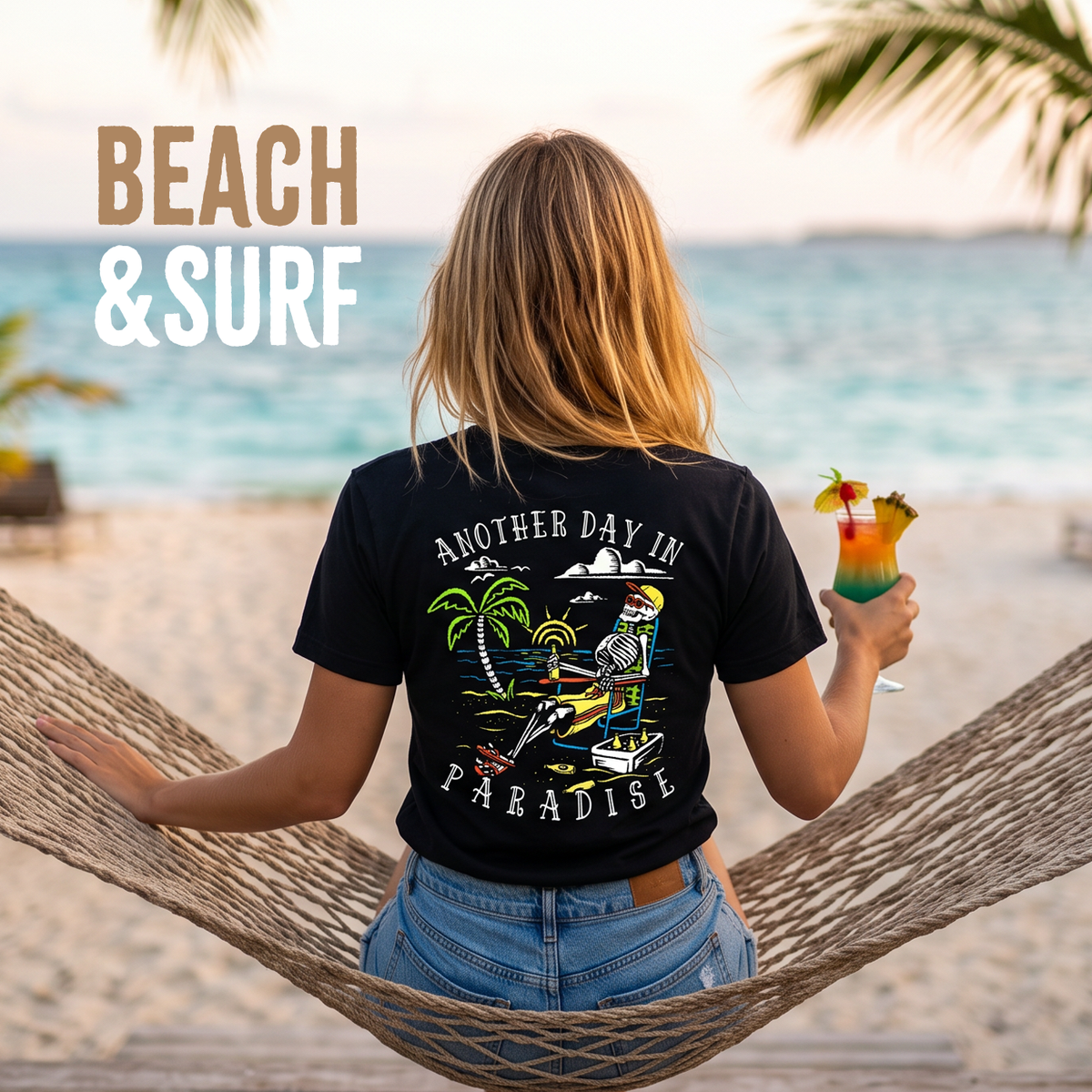 Another Day in Paradise Tropical Beach UPF 50 Sun Protection Short Sleeve T-Shirt