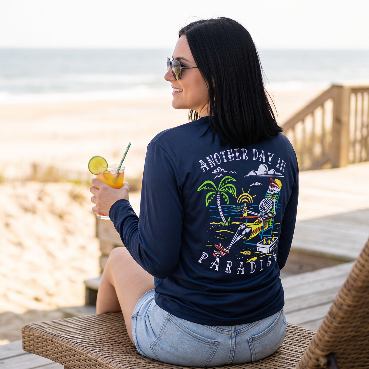 Another Day in Paradise Tropical Beach UPF 50 Sun Protection Long Sleeve Shirt