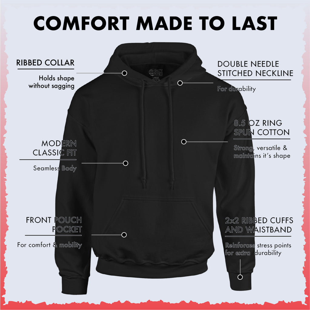 Salty Bones Born To Ride Forced To Work Motorcycle Biker Premium Blend Ringspun Graphic Hooded Sweatshirt