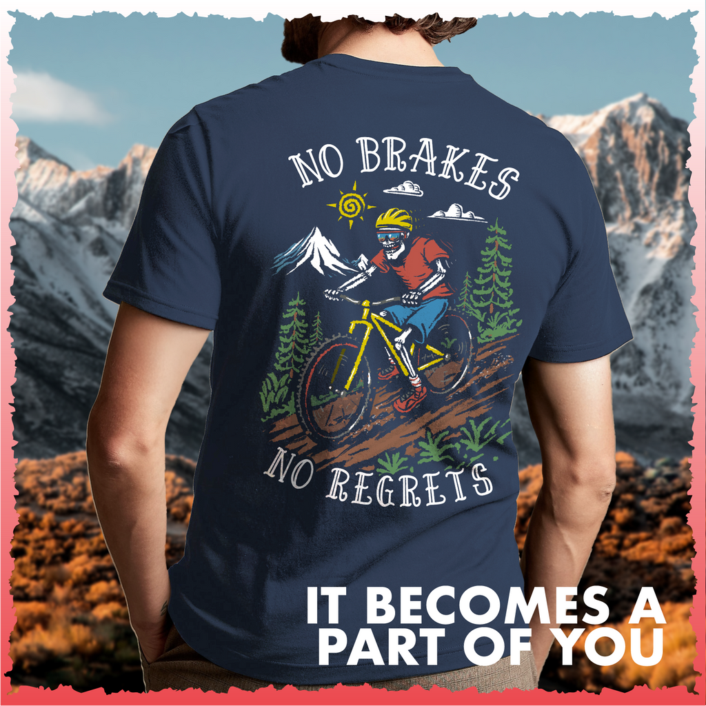 Salty Bones No Brakes No Regrets Mountain Bike Cycling T-Shirt