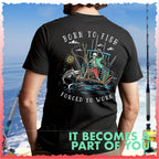 Salty Bones Born to Fish Forced to Work Fishing Boat T-Shirt