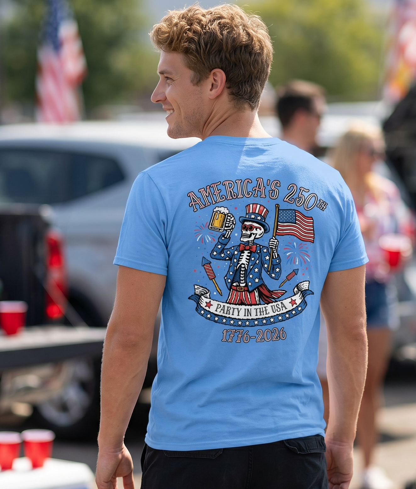 America's 250th Party in the USA 1776-2026 Patriotic USA Flag Graphic T-Shirt