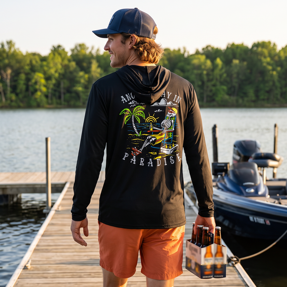 Another Day in Paradise Tropical Beach UPF 50 Sun Protection Hooded Long Sleeve Shirt