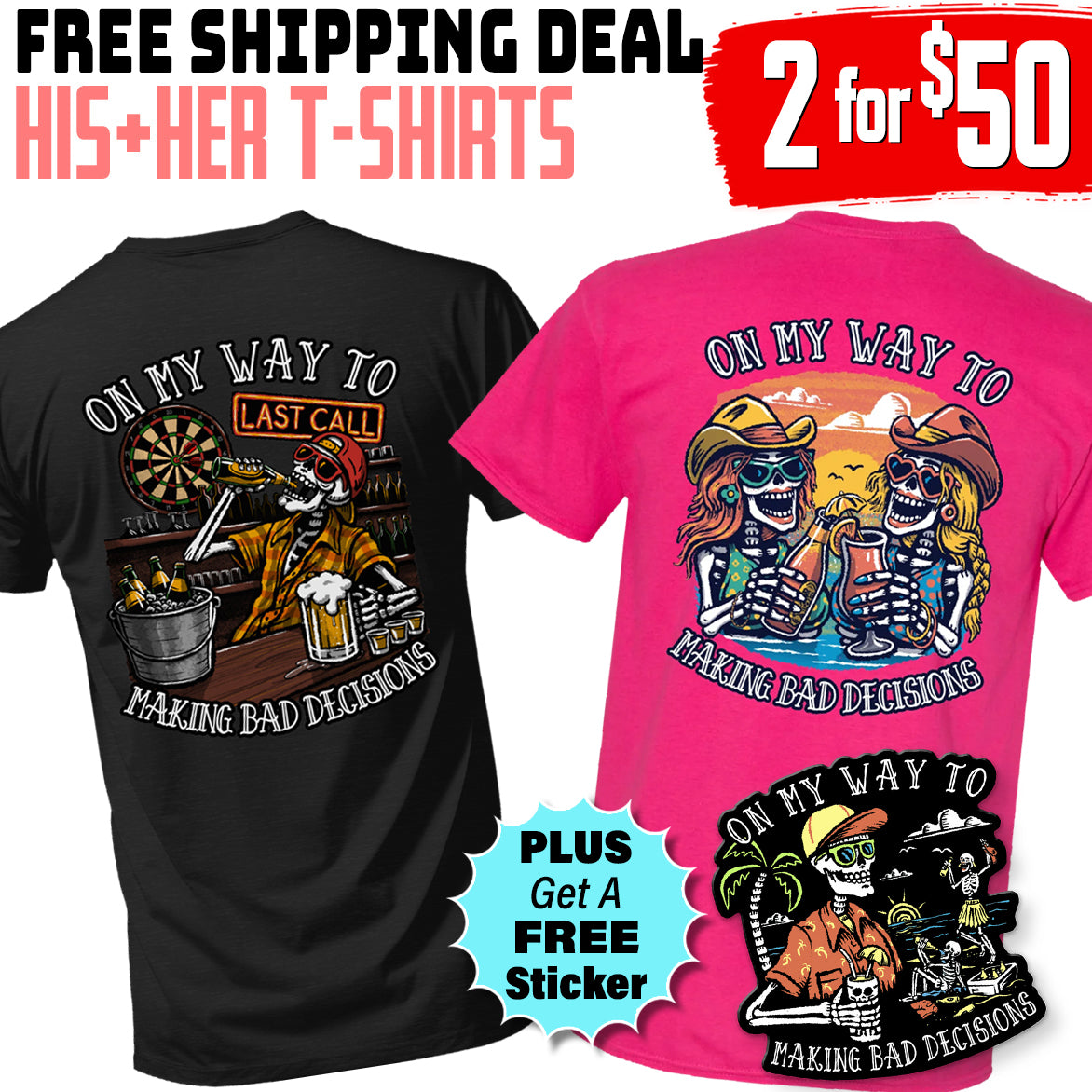 Last Call Party T-Shirt Set + Free Sticker – Discount Applied at Checkout